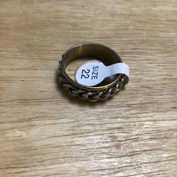 Stainless Steel Chain Link Spinner Rings. gold metal ring, silver metal chain  . - Picture 6 of 7